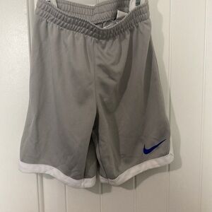 Nike Kids Light Gray Shorts with Blue Swoosh